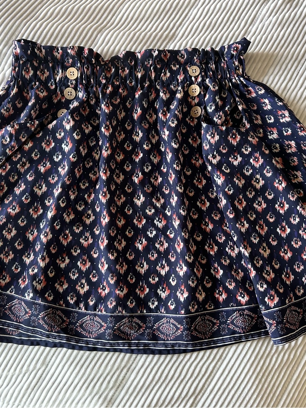 Maurices Navy Floral-Print Buttoned Skirt